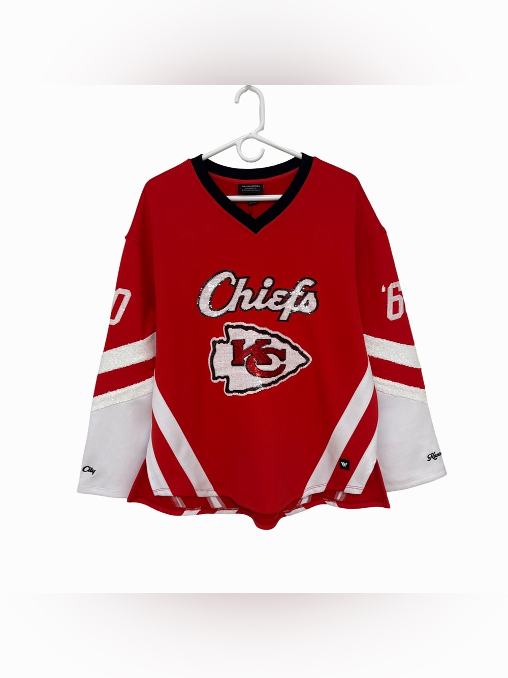 Anthropologie NFL ‘Kansas City Chiefs’ Sequin Long Sleeve Jersey Women’s Small